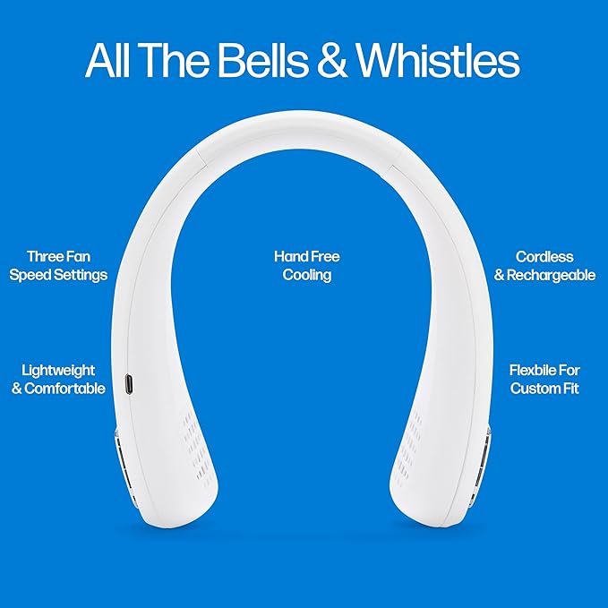 Hanging Neck Fan for Kitchen | Folding Handheld Fan Wearable Portable Neckband Mini Fan USB Chargeable