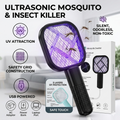 2-in-1 Rechargeable Mosquito Swatter & Killer Lamp | USB Electric Fly Zapper with UV LED Light | Portable Bug Bat for Home, Bedroom & Outdoor