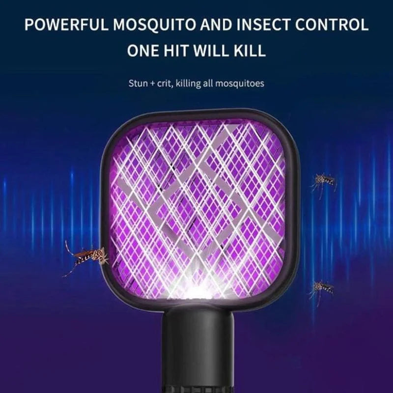 2-in-1 Rechargeable Mosquito Swatter & Killer Lamp | USB Electric Fly Zapper with UV LED Light | Portable Bug Bat for Home, Bedroom & Outdoor